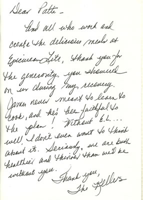 A thank you note from a happy customer.